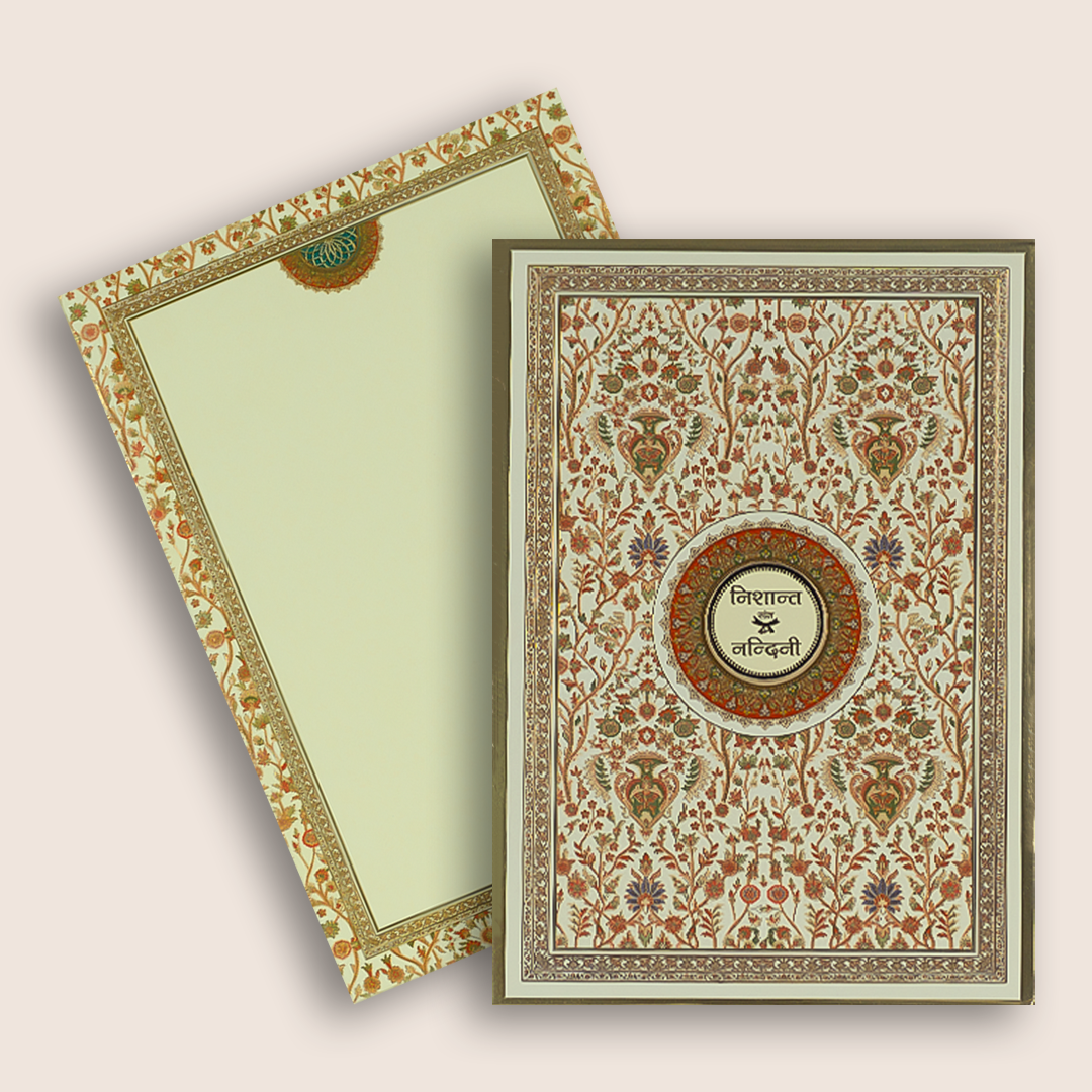Cream Royal Floral Wedding Card - KAA06270