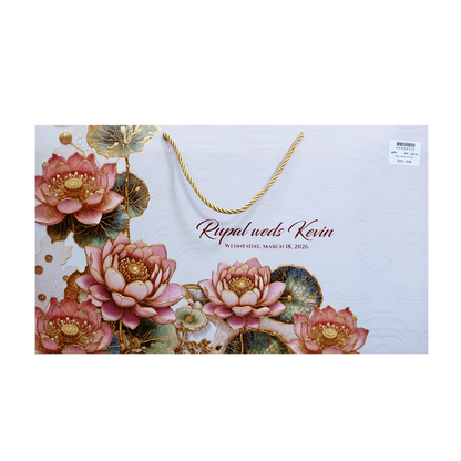 Pastel Lotus Floral Padded Wedding Invitation Card-KPR24720