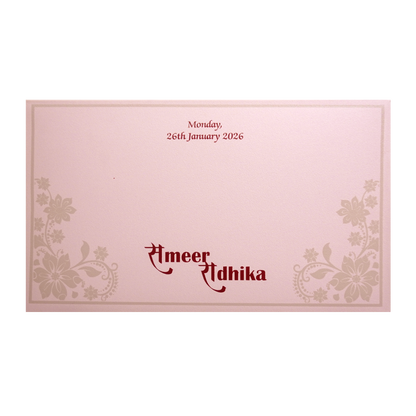 Blush Pink Floral Elephant Wedding Invitation Card-KPR24620