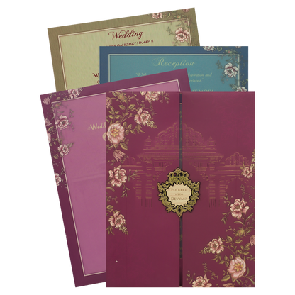 Check out Pink Floral Palace Padded Wedding Card at best price. ?WhatsApp Support ?Express Delivery.