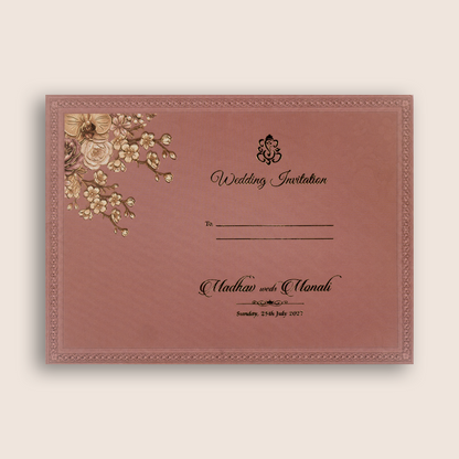 Pink Floral Padded Laser Cut Invitation Card - KJTS3698
