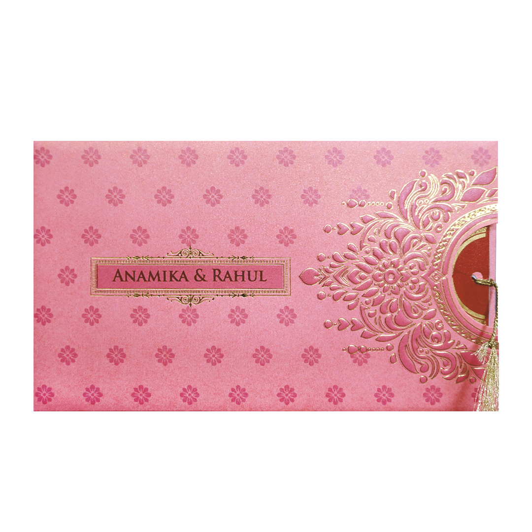 Pink Gold Mandala Cutout Wedding Card-KPR06350