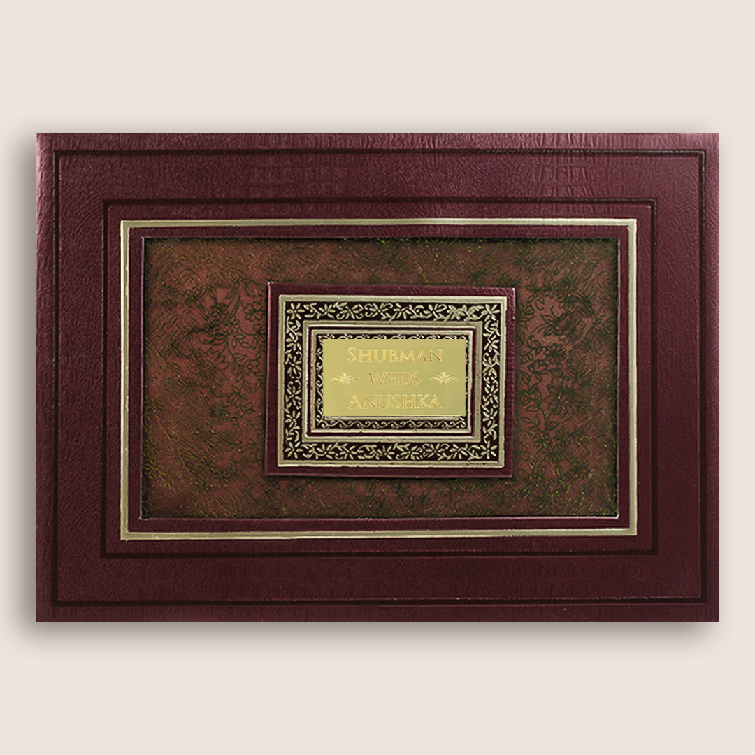 Wine Floral Padded Marriage Invitation - KRB10450