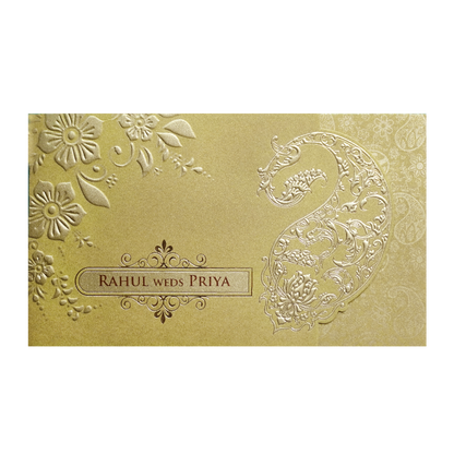 Gold Embossed Paisley Wedding Invitation Card-KPR06370