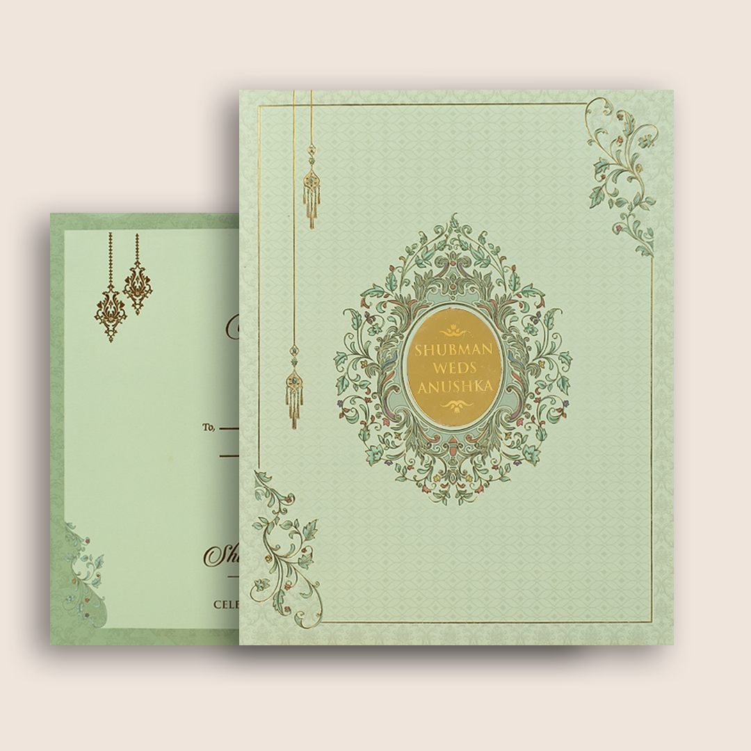 Green Floral Box Wedding Invitation - KRB54220