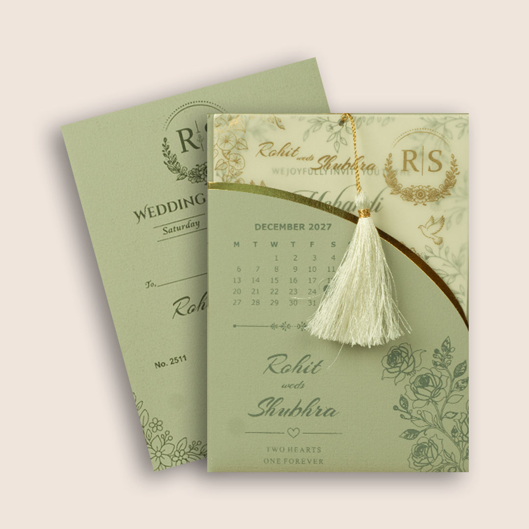 Light Grey Laser Cut Floral Wedding Invitation - KJP25110