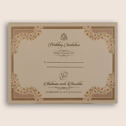 Pale Pink Floral Door Style Padded Wedding Card - KRB10800