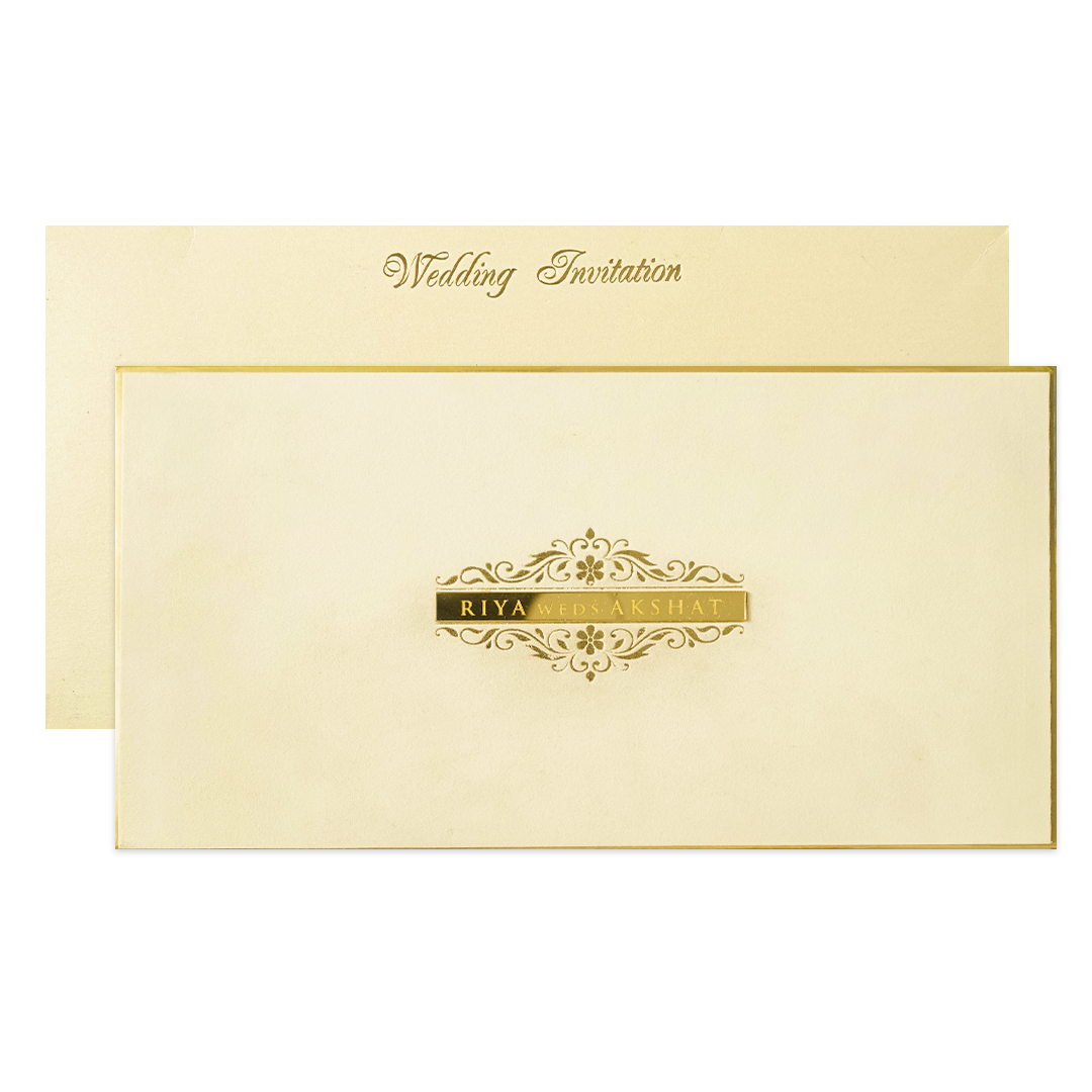 Cream Simple Padded Wedding Card-KMMWD1169