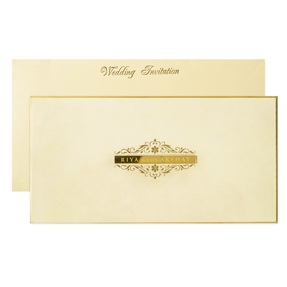 Cream Simple Padded Wedding Card-KMMWD1169