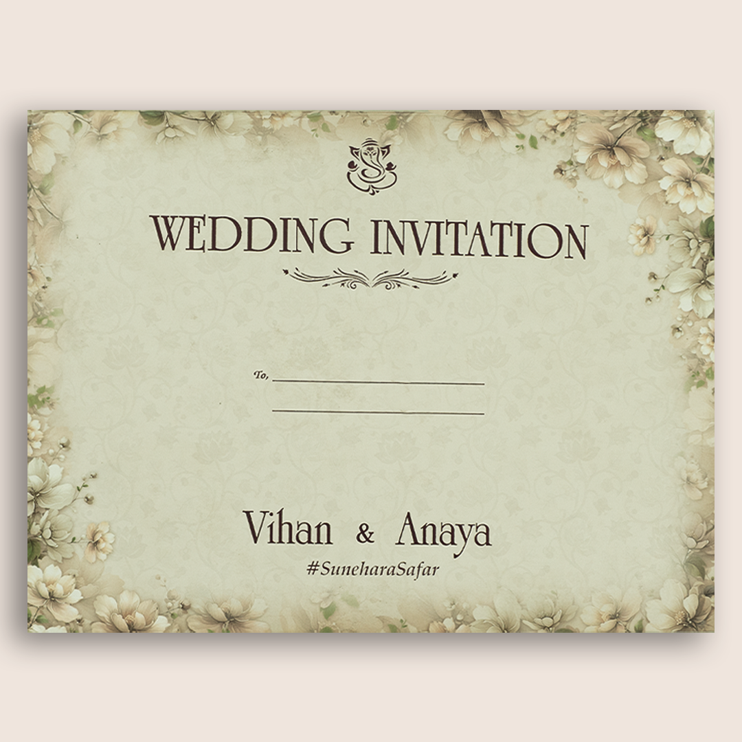 White Floral Embossed Padded Wedding Card - KSH18920