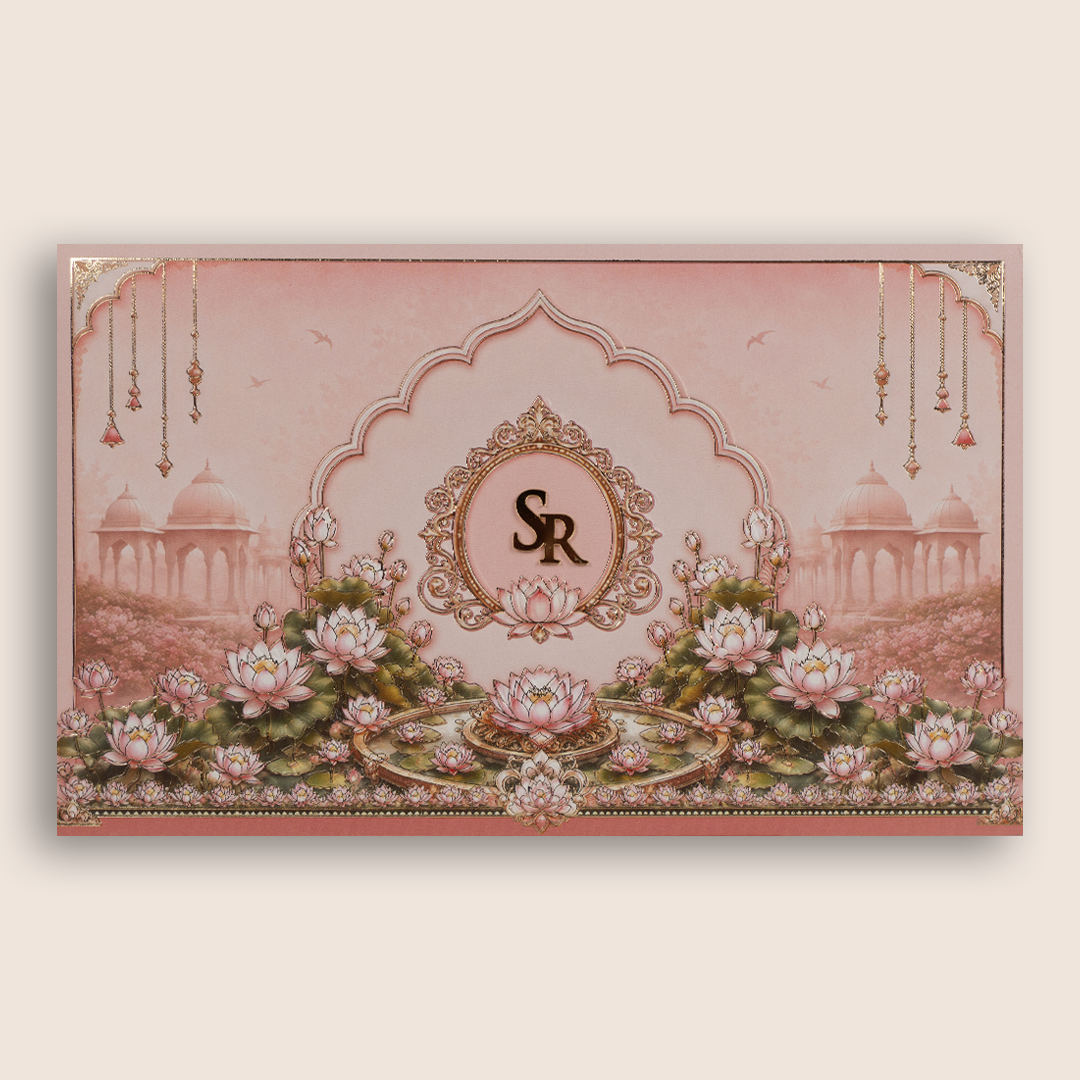 Pink Embossed Floral Invitation Card - KPR07110
