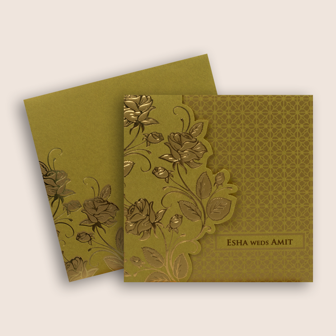 Yellow Floral Door Style Wedding Card - KPR06240