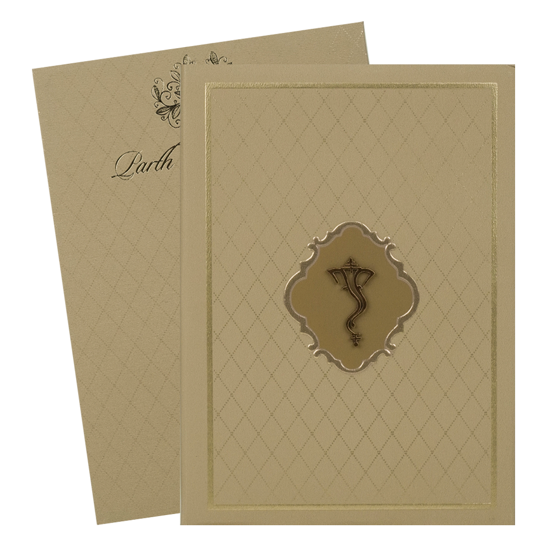 Brown Padded Classic Wedding Card - KRC31530