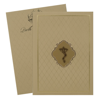 Brown Padded Classic Wedding Card - KRC31530