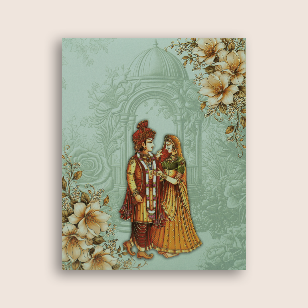 Pastel Blue Bride Groom Padded Invitation Card - KPR07270