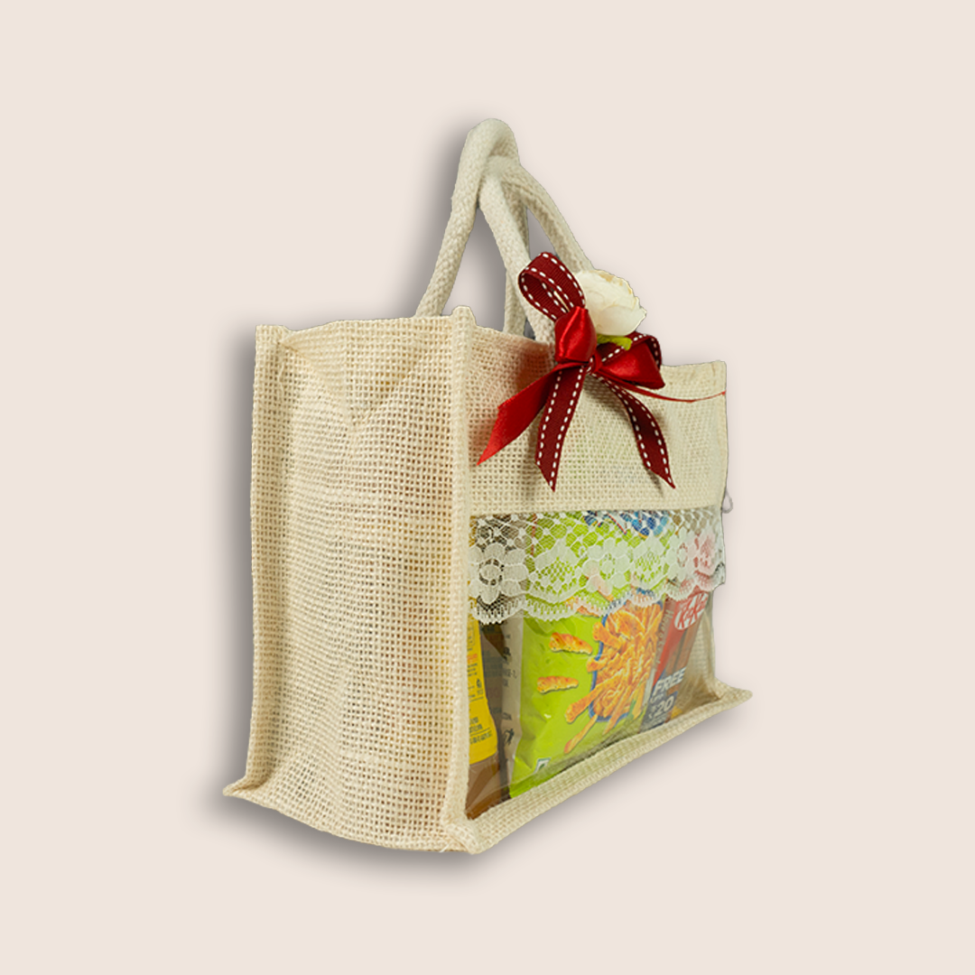Beige Jute Premium Gift Hamper Bag - KLGH0180