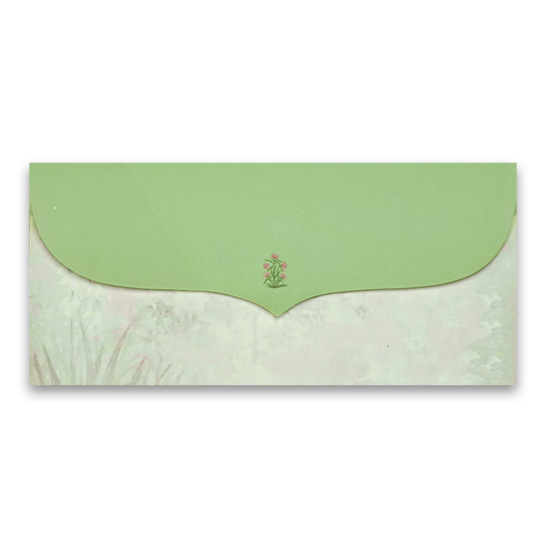 Green Floral Jharokha Money Envelope - KRCE7020