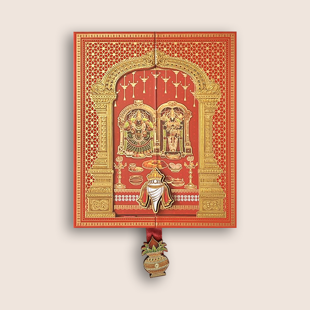 Red Balaji Padmavathi Premium Luxury Invitation - KNLW202569