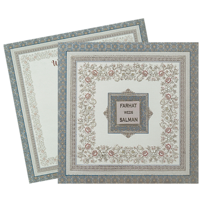 Grey Floral Framed Wedding Card-KSI65180