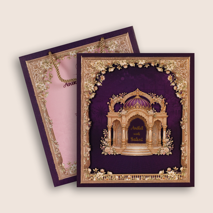 Royal Purple Palace Premium Wedding Invitation Box  - KSI33270