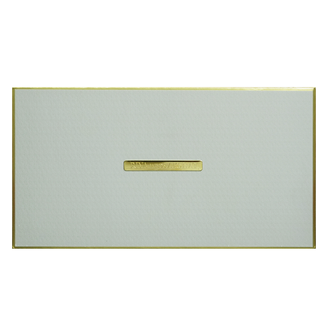 Grey Minimal Padded Classic Wedding Card - KMMWD1147