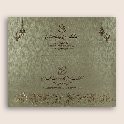 Grey Floral Laser Cut MDF Wedding Invitation - KRB09141