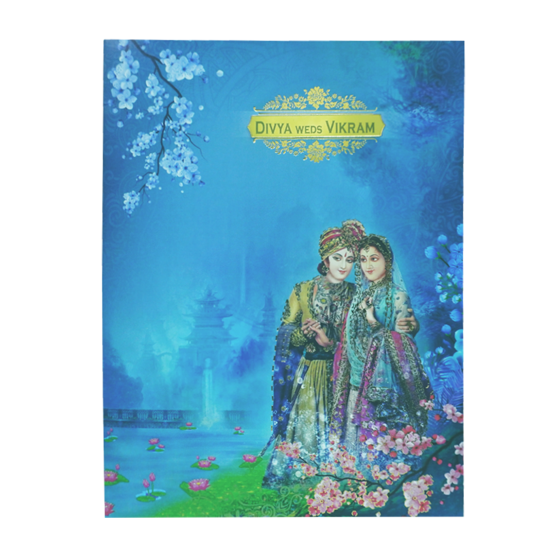 Blue Classic Maharaja And Maharani Offset Print-KNKC4039