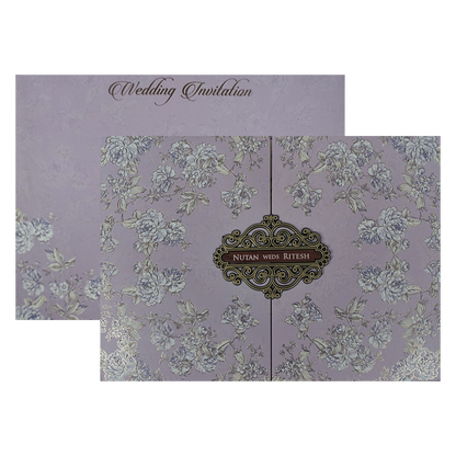 Pastel Lavender Floral Padded Wedding Card-KRE27880