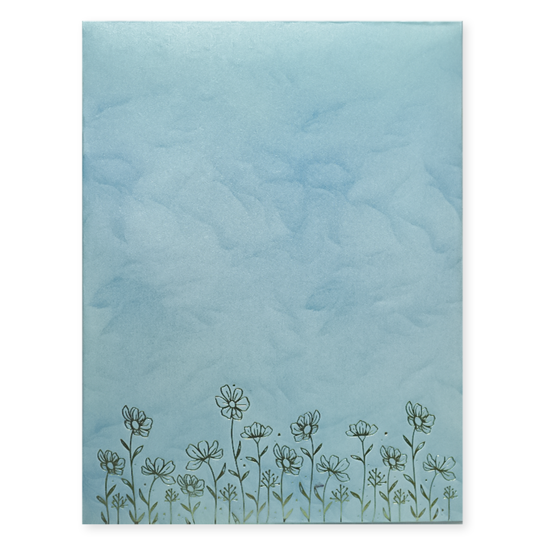Blue Floral Single Sheet Wedding Card-KNPD1495