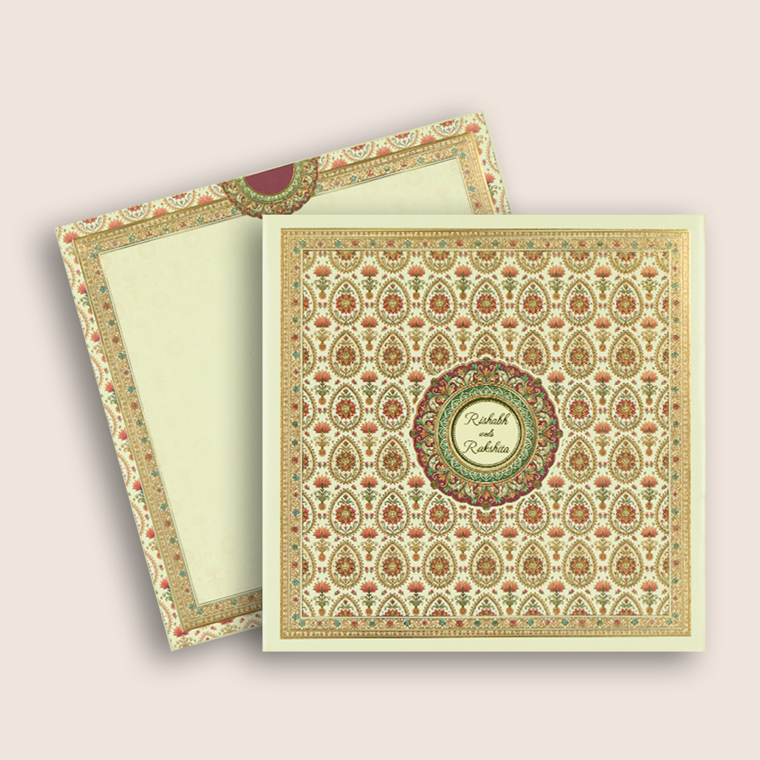 Cream Floral Pattern Premium Invitation - KAA06330
