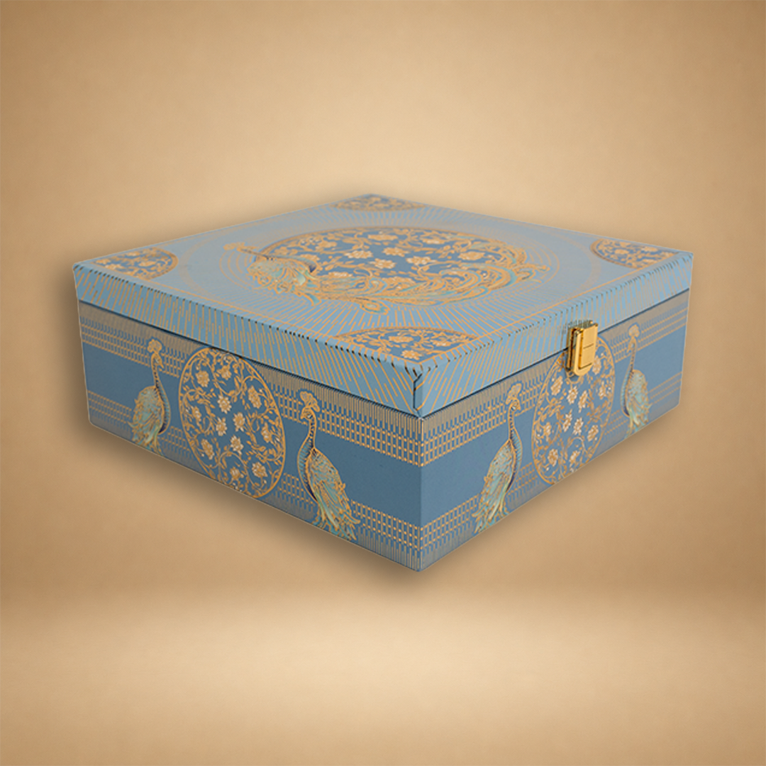 Blue Floral Peacock Luxury Sweet Jar Box - KBX27014