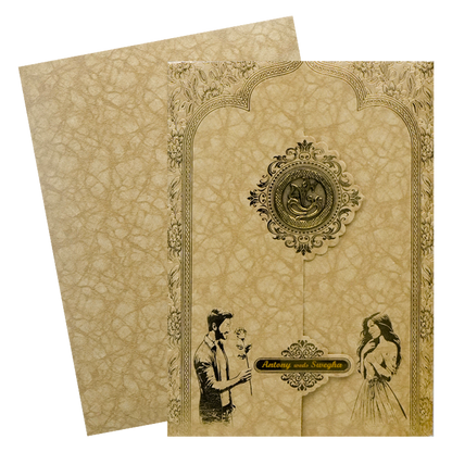 Gold Door Style Floral Wedding Card-KNM2902BR