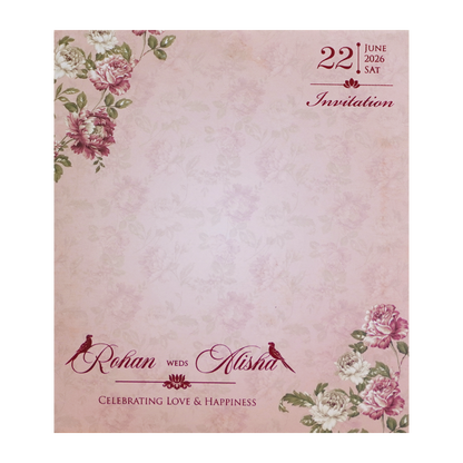 Pink Floral Parrot Laser Cut Wedding Card - KFR15170