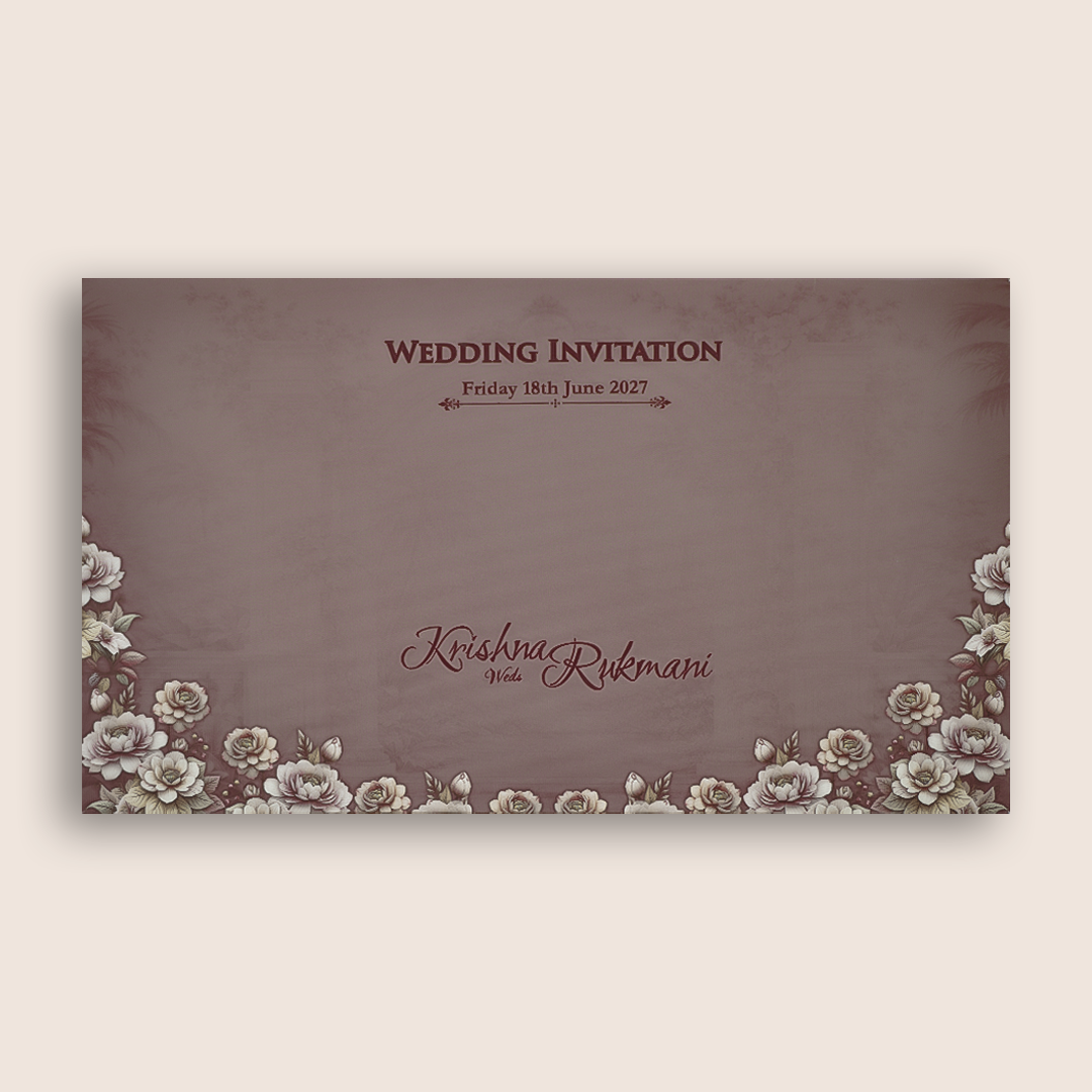 Warm Pink Floral Padded Invitation card - KJTS1922