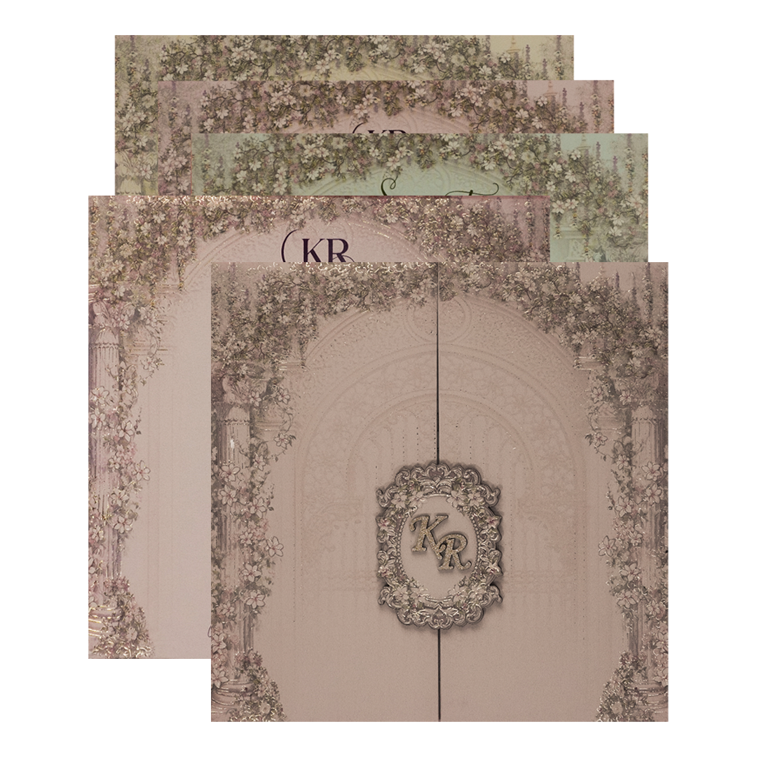 Lavender Floral Arch Padded Wedding Card-KSI64290