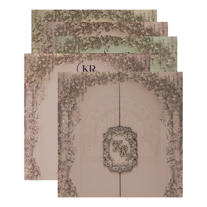 Lavender Floral Arch Padded Wedding Card-KSI64290