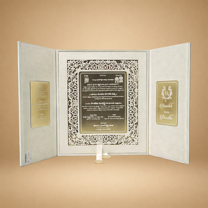 White Premium Floral Ganesha Luxury Invitation Box - KNLW20254