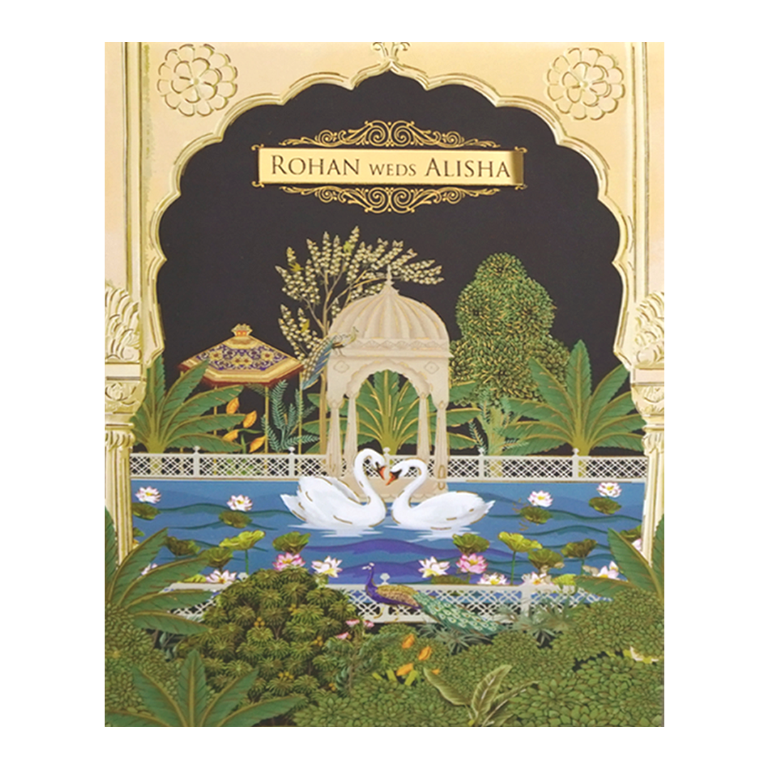 Cream Floral Garden Wedding Card - KFR14300