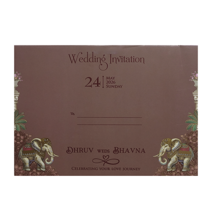 Brown Elephant Laser-cut Wedding Card - KSH72870