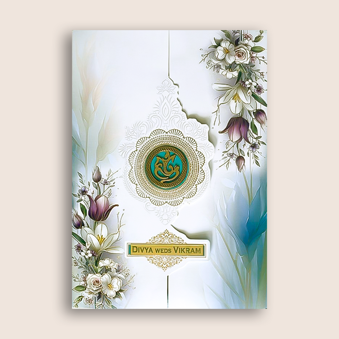 Grey Lavender Floral Wedding Card - KNAR2407