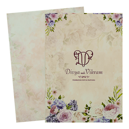 Pink Rose Floral Wedding Card-KNPP683P