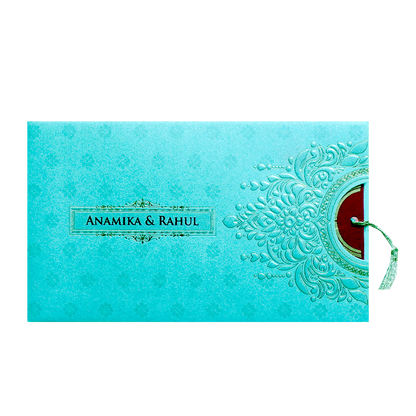 Blue Gold Mandala Cutout Wedding Card-KPR06360
