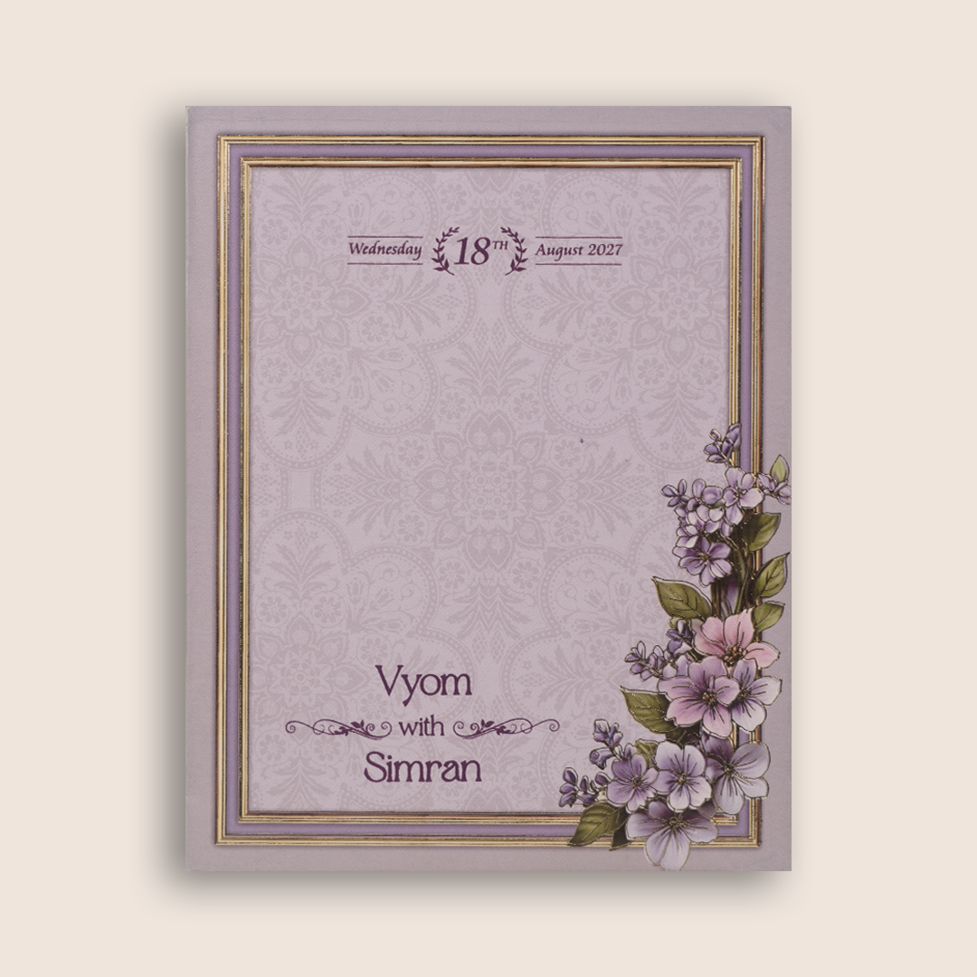 Lavender Floral Door Style Wedding Invitation - KPR07240