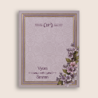 Lavender Floral Door Style Wedding Invitation - KPR07240