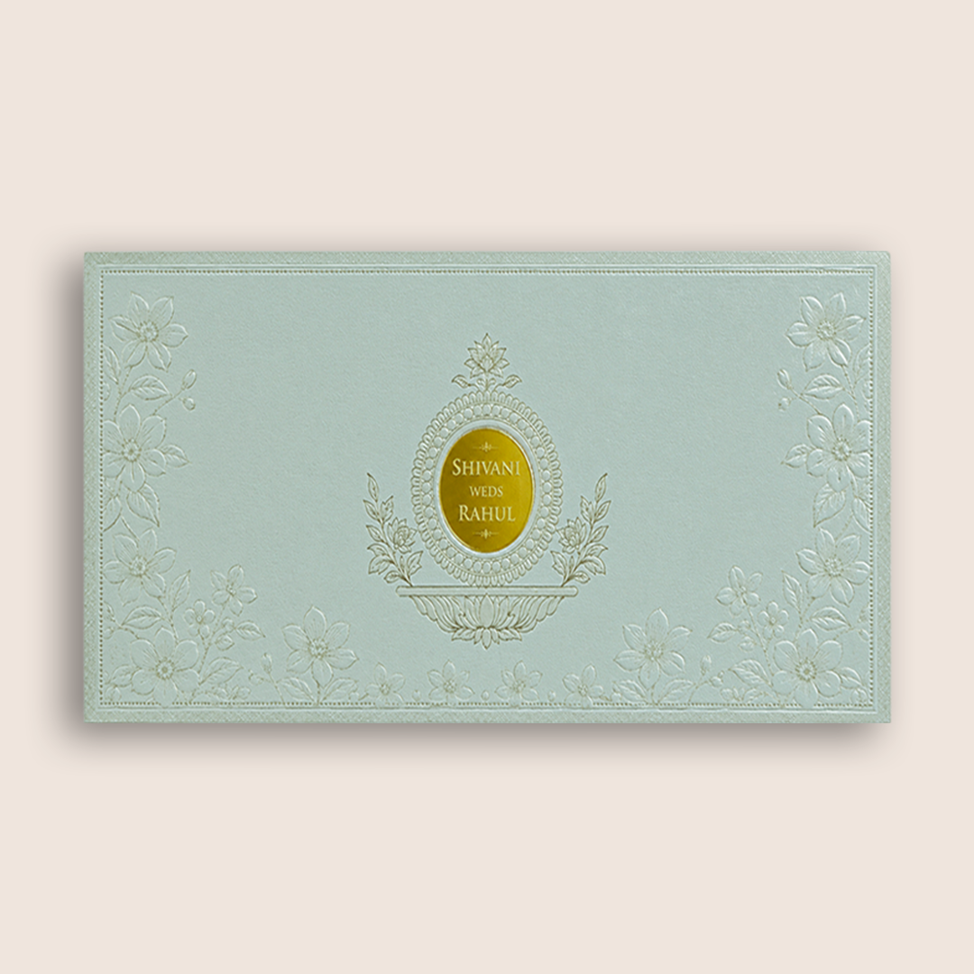 Light Grey Embossed Floral Invitation Card - KPR07570