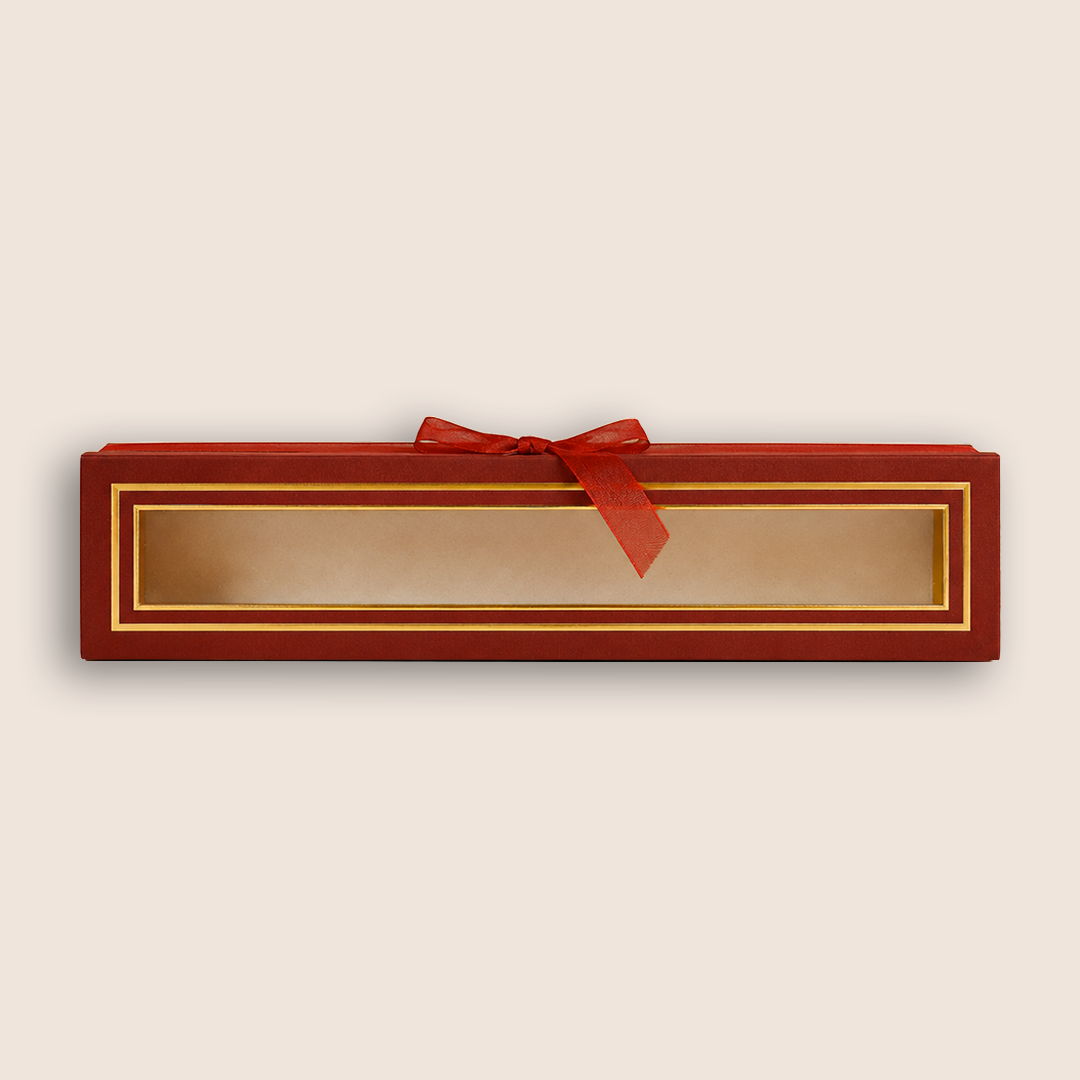 Maroon Transparent Gold Border Scroll Box - KJPS2929