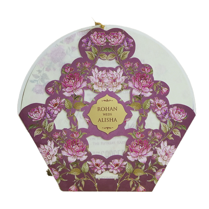 Royal Purple Laser Cut Floral Arch Wedding Card - KFR16190