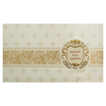 Ivory Gold Regal Wedding Card-KPR06420