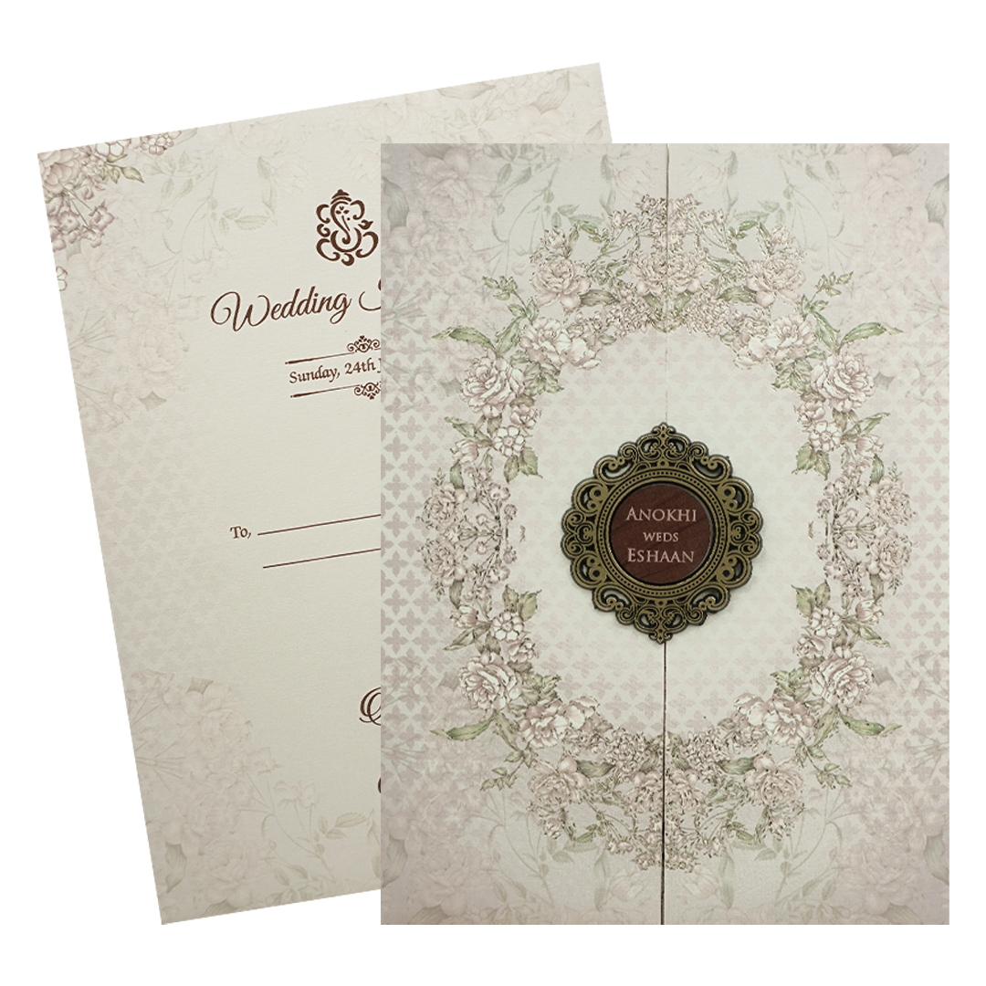 Lavender Floral Wreath Wedding Card-KJTS3650