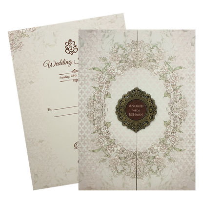 Lavender Floral Wreath Wedding Card-KJTS3650